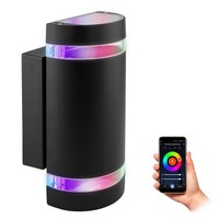 Zora AußEn Wandleuchte Schwarz Up Down IP44 Halbrund 2X Smart Rgb GU10 Led Wlan