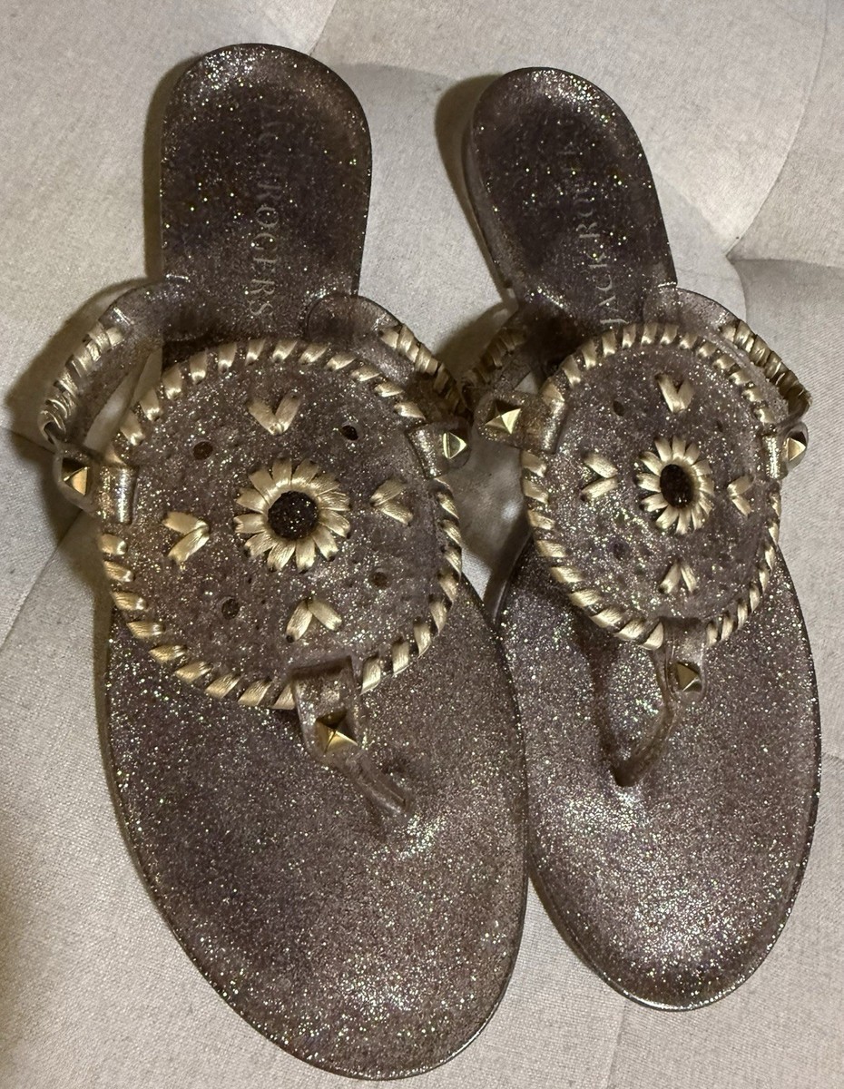 Jack Rogers Women's Gold Glitter Thong Sandals Slip On US 10 Lightweight View 3