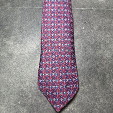 USED Tie Hermes tie all pattern floral pattern silk 7674TA red blue sword width