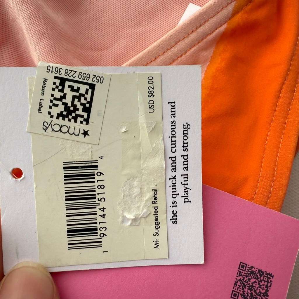 Women's Kate Spade Orange Pink Striped Bikini Top M thumbnail 5