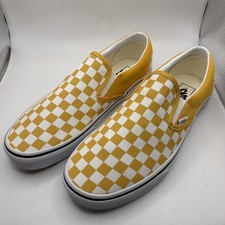 VANS Men's CLASSIC SLIP-ON Golden Glow CHECKERBOARD Color Size 10