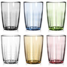 Set of 6 Acrylic Drinking Cups, 14 Oz Unbreakable Water Tumbler, Reusable