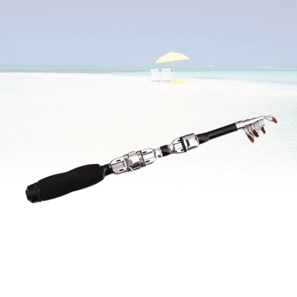 1 m Bastina di pesca in mare Mini canna da pesca telescopica (nero) - Immagine 4 di 4
