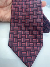 Altea Nordstrom Milano Woven Geometric Silk Tie Men’s Necktie Made In Italy Red