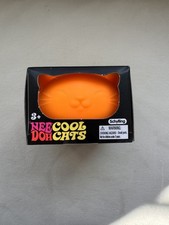 Schylling Nee Doh Cool Cats Squeeze Ball, Orange, Tear-Resistant Squish