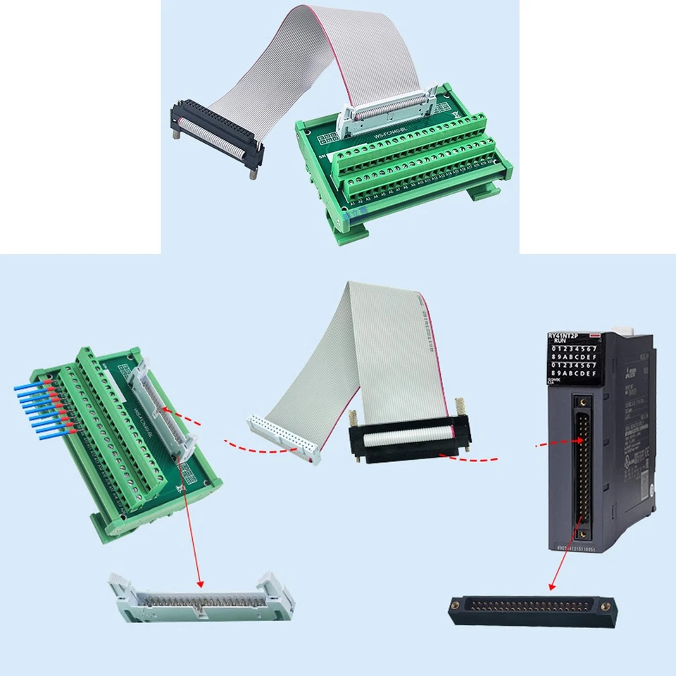  IDC40P 40 Pin Connectors Interface Module DIN Rail Terminal Blocks 0.5M Cable - Image 3 of 3
