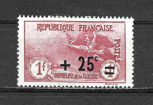 France 1922 War Orphans Surcharged 1 Fr + 25 C MH FR659