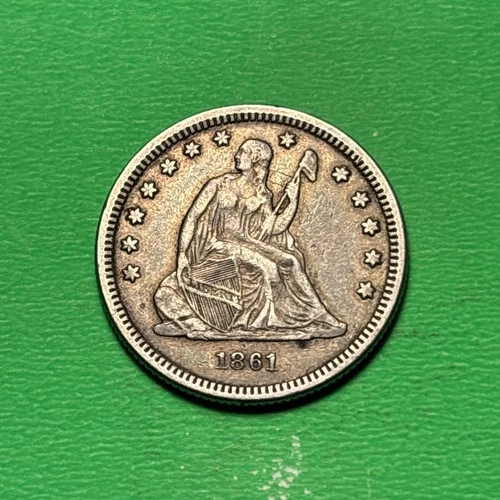 (1) Beautiful Toned Antique 1861-P Seated Liberty Quarter CHOICE VF-VERY FINE