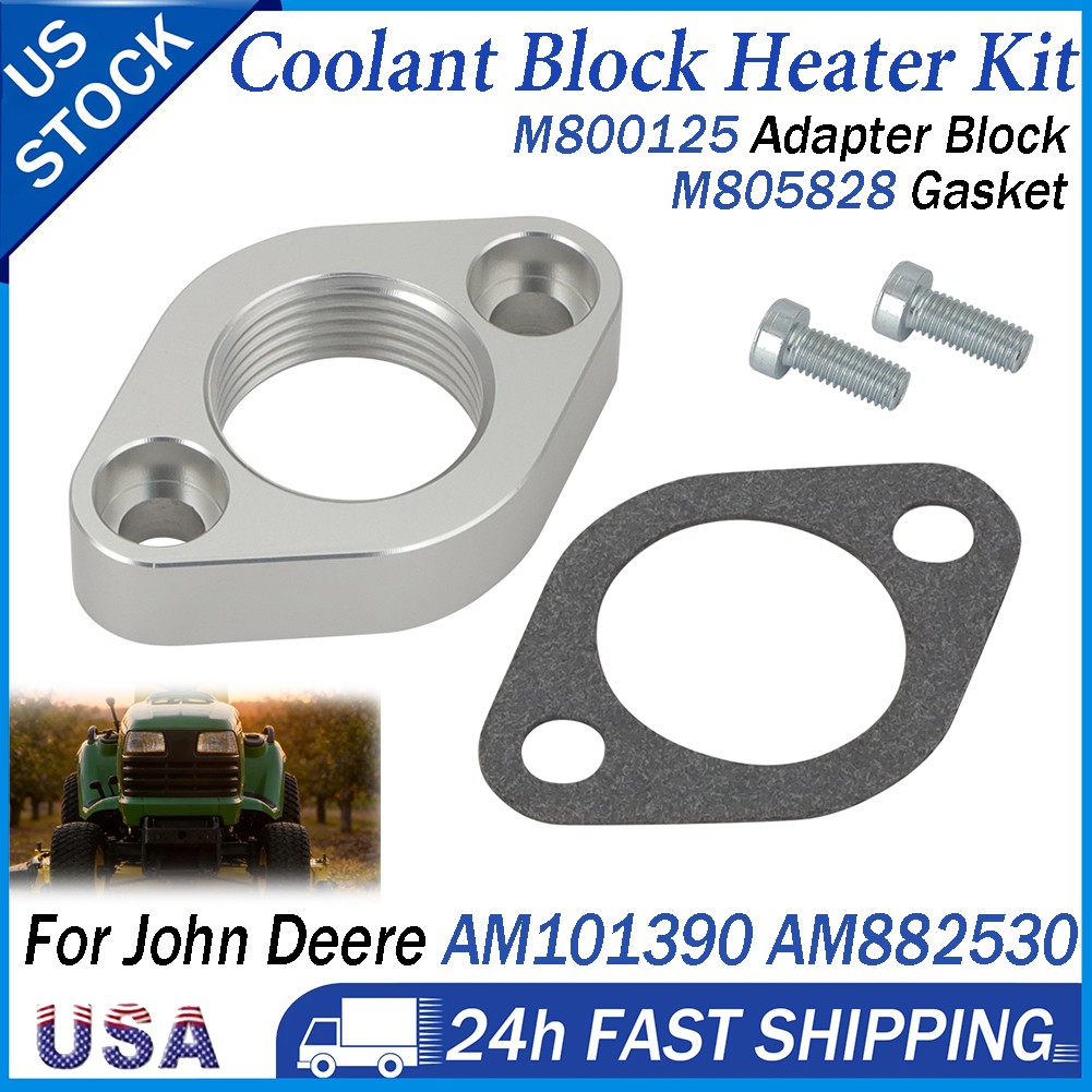 Engine Coolant Heater Adapter AM101390 AM882530 For John Deere Yanmar AR87167