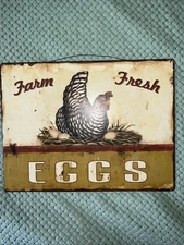 TIN SIGN Eggs Farm Fresh Kitchen Cottage Farm Rustic Metal Décor