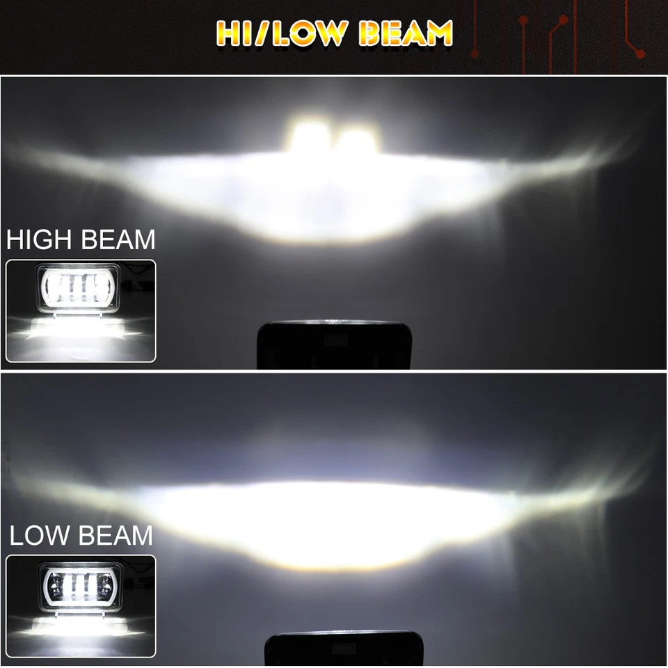 4pcs Fit 1982-1992 Chevrolet Camaro Z28 4x6" LED Headlights Halo DRL Hi-Lo Beam - Image 2 of 4