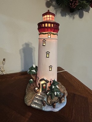 Harborside Village Limited Edition Deluxe Porcelain Light House w/ Fiber Optics