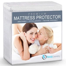 Full Mattress Protector Waterproof Breathable Blocks Allergens Smooth Soft Cotto