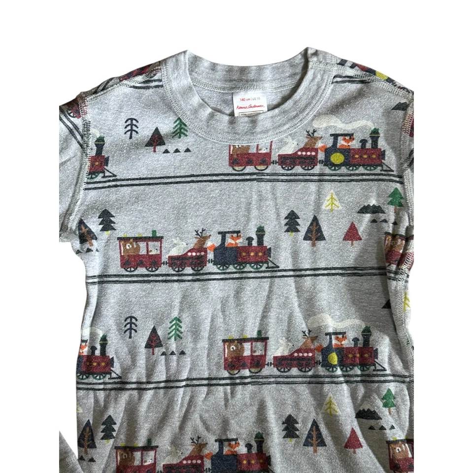 Top Pijama Hanna Andersson Gris Estampado ANIMAL TRAIN Manga Larga Talla 10 Foto 2 de 4