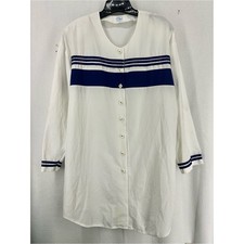 Vintage Alepin White Blue Button Front Dress Women's 18/20 Made in USA