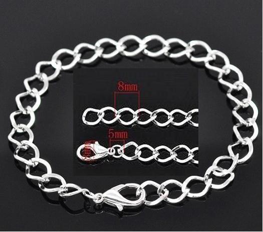 Bracelet Anklet 20 or New item Deluxe 24cm Jewelry Ladies Me Silver-tone Fashion