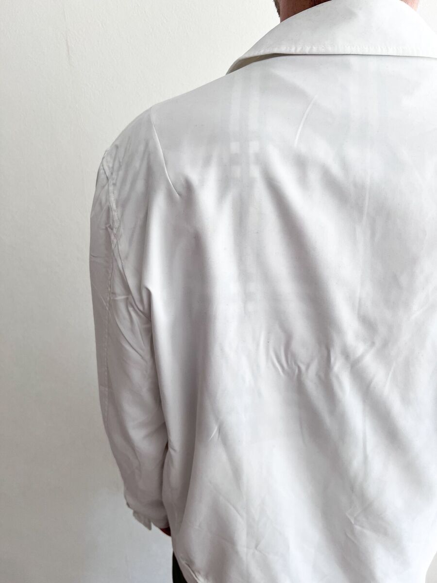 Burberry Men's White Harrington Jacket Check Tartan Lining Burberry Men's White Harrington Jacket Check Tartan Lining