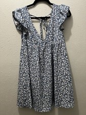 Shein Floral Dress Short Sleeve Blue Spring Summer NWOT Petite Size S Sundress