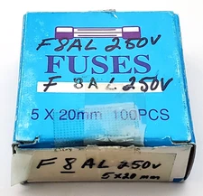 Lot of 56 Ceramic Fuses 5 x 20 mm 8 Amp 250 Volt Unbranded