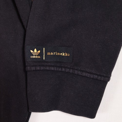 Adidas Marimekko Hoodie Gr. UK 8 schwarz Relaxed Fit 3D Trefoil Logo Fleece gefüttert - Bild 5 von 12
