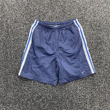 Nike Swim Trunk Shorts Mens Large Swoosh Logo Mesh Lined Pockets Navy Trunks