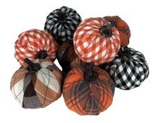 Pumpkins Fall/Thanksgiving/Halloween Decor - fabric covered - lot of 8  NIB