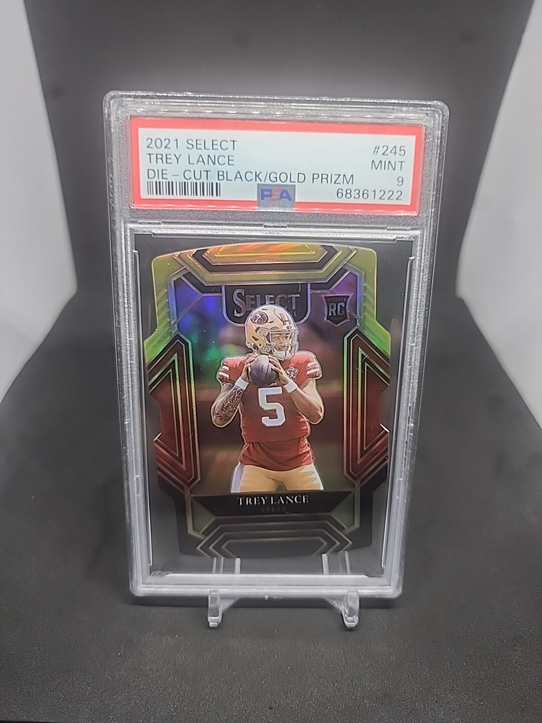 2021 Panini Select #245 Trey Lance Die Cut Black Gold Prizm PSA9 RC