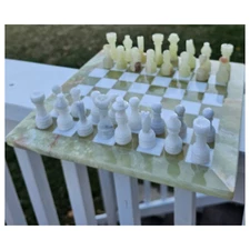 12" Green Onyx chess set, gift storage box, stone chess for Fathers Day gift-New