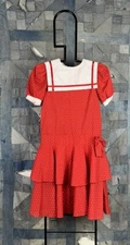 Bryan Red & White Star Accent Vintage Collar Dress 50s 60s Junior 9