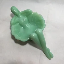 Mosser Glass Soap Dish Jade Green Bathing Beauty Jadeite Nude Woman