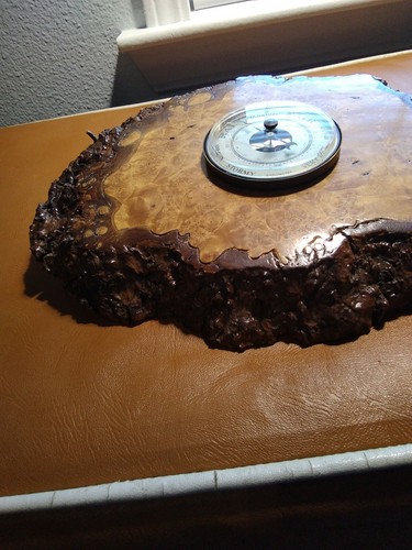 Vtg Oregon liveedge burl Myrtwood slab wall weather station thermometer hanging  - Afbeelding 3 van 6