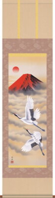 Hanging scroll Red Fuji & Flying Clanes by Koshu Seta S Size 45x164cm made in JP