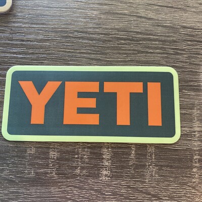 Yeti Sticker Orange With Light Green Border