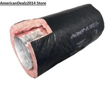 12" x 25' Insulated Flexible Round Flex Duct Tube R6 Heating/AC Black Venting