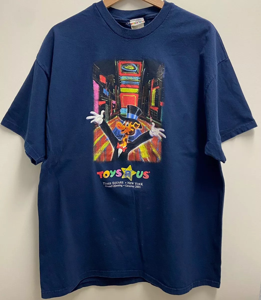Toys R Us T-Shirt Mens XL Blue Vintage 2001 New York Times Square