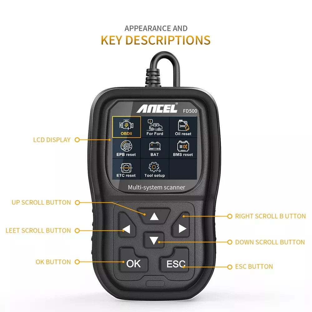 ANCEL FD500 for Ford Car All System OBD2 Scanner Diagnostic BMS EPB Oil Throttle
