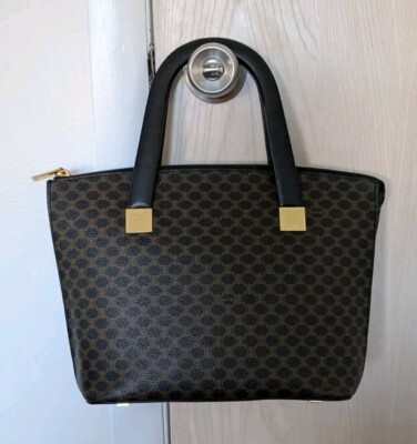 Celine - Black - Macadam Tote Bag - Vintage - PVC Leather 