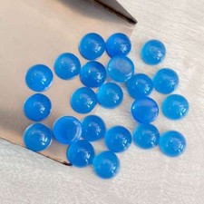 Natural Blue Chalcedony Round Cabochon Gemstones Calibrated Healing Crystals