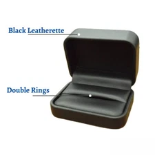 Novel Box Black Leatherette Double Ring Box Jewelry Gift Box Case Display