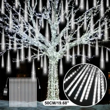 White 960/1080 LED Meteor Shower Rain Tree String Lights 20-40 Tubes Xmas Garden