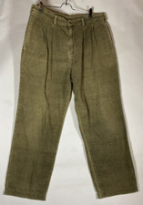 VTG Bugle Boy Mens High Rise 34W 29L Cords Wide Olive Loose Baggy Distress