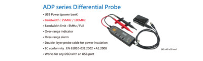 ADP1100 Acute Differential Probe, 10x/100x, 100MHz, 700V