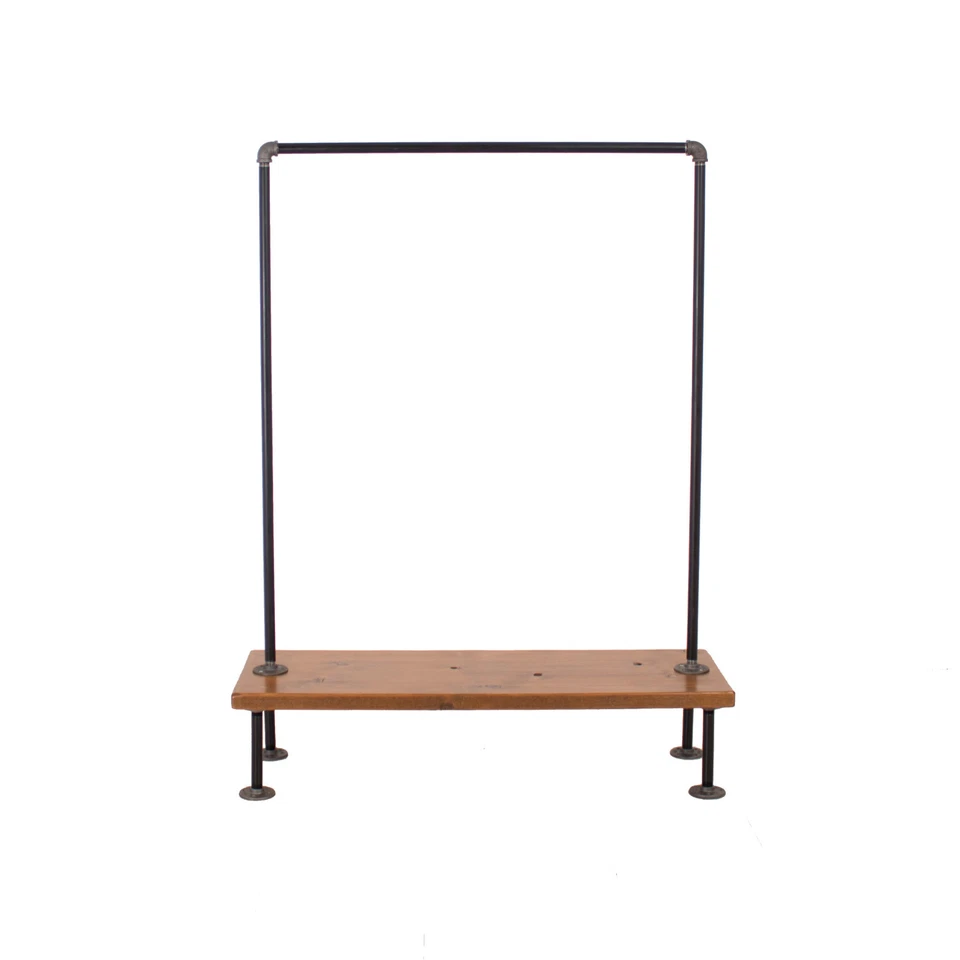 Промышленный стеллаж для труб и одежды с деревянной полкой из кедра от William Robert's Vintage - Изображение 2 из 4