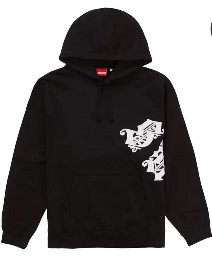 Supreme Old English Stripe Zip Up Sweat Noir Taille Grand Neuf