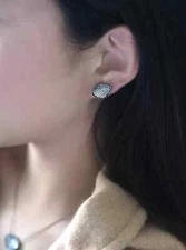 Free Form Shape Cz Stud Earrings 925 Silver