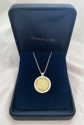 Tiffany & Co. St.Christopher Coin Necklace SV925 K18 Yellow Gold