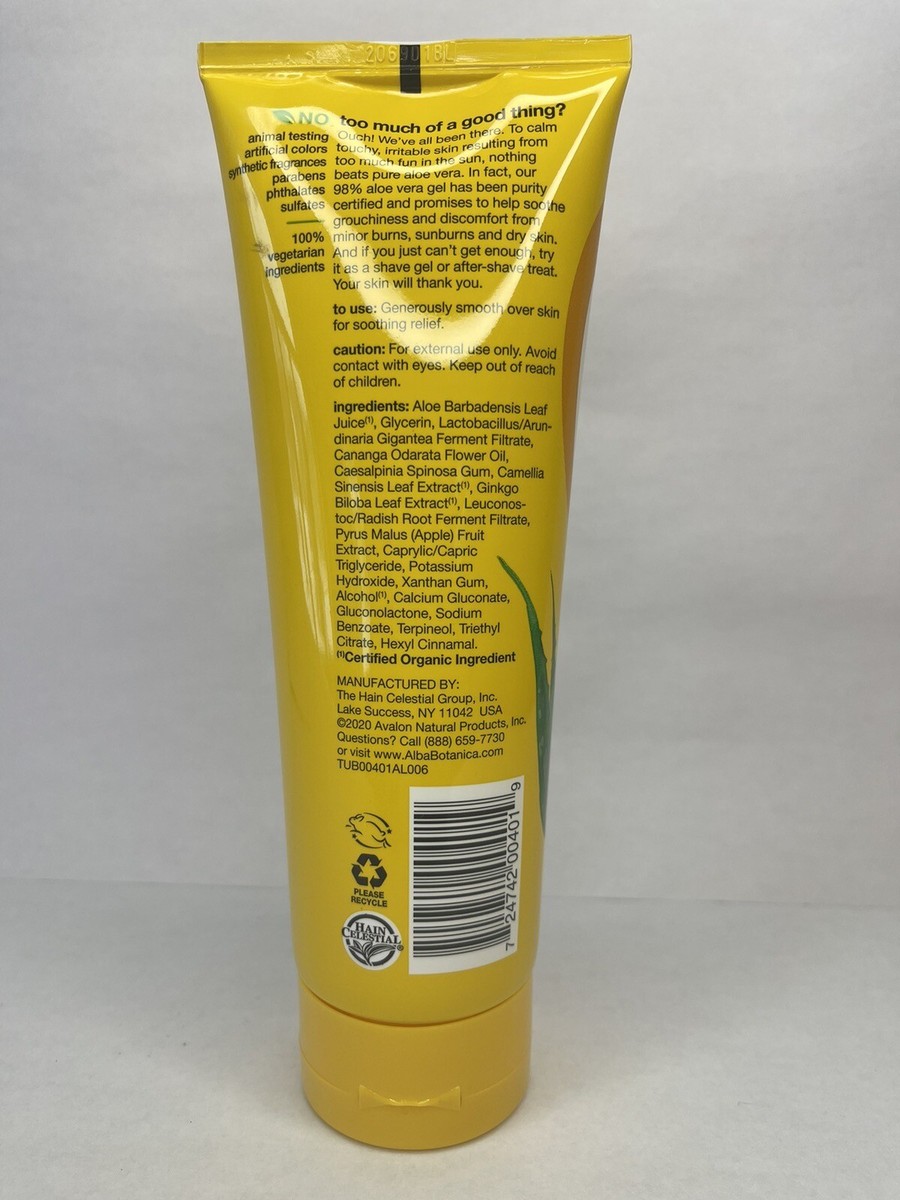 Alba Botanica 98% Aloe Vera Gel, Cooling After Sun Treatment, 8 fl