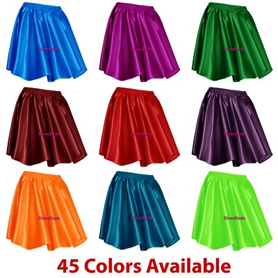 Women Lady Satin Shiny Mini Skirt Pleated Retro High Waist Club S~3XL | 45 Color