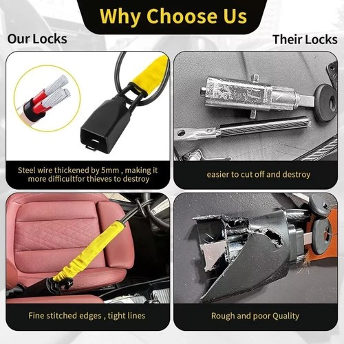 Universal Car Van Interior Steering Wheel Lock Club Twin Hooks Anti Theft Truck - Picture 9 of 12