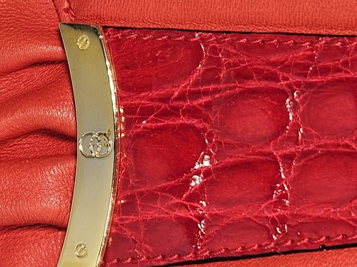 Gucci Womens XS Wide Waist Belt Leather Red Crocodile Vintage 80s 26" 28" Rare - Picture 14 of 14